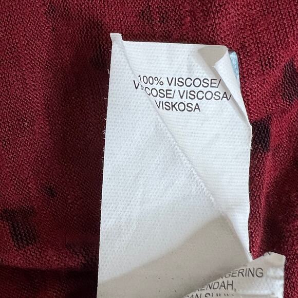 Lucky Brand Womens Top XL Rusty Red Boho Print 3/4 Sleeve Blouse 100% Viscose - Picture 6 of 7